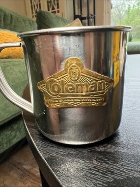 Coleman Stainless Steel Mug Vintage 3" Tall "The Sunshine of the Night"